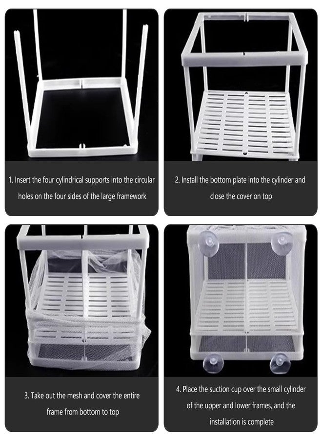 Qpets® Fish Breeding Box Isolation for Betta with Suction Cups Divider Small Aquarium Tank Nylon Mesh DIY Assembling Fry Hatchery Net Breeder 16x14x15CM 2 PCS - Image 3